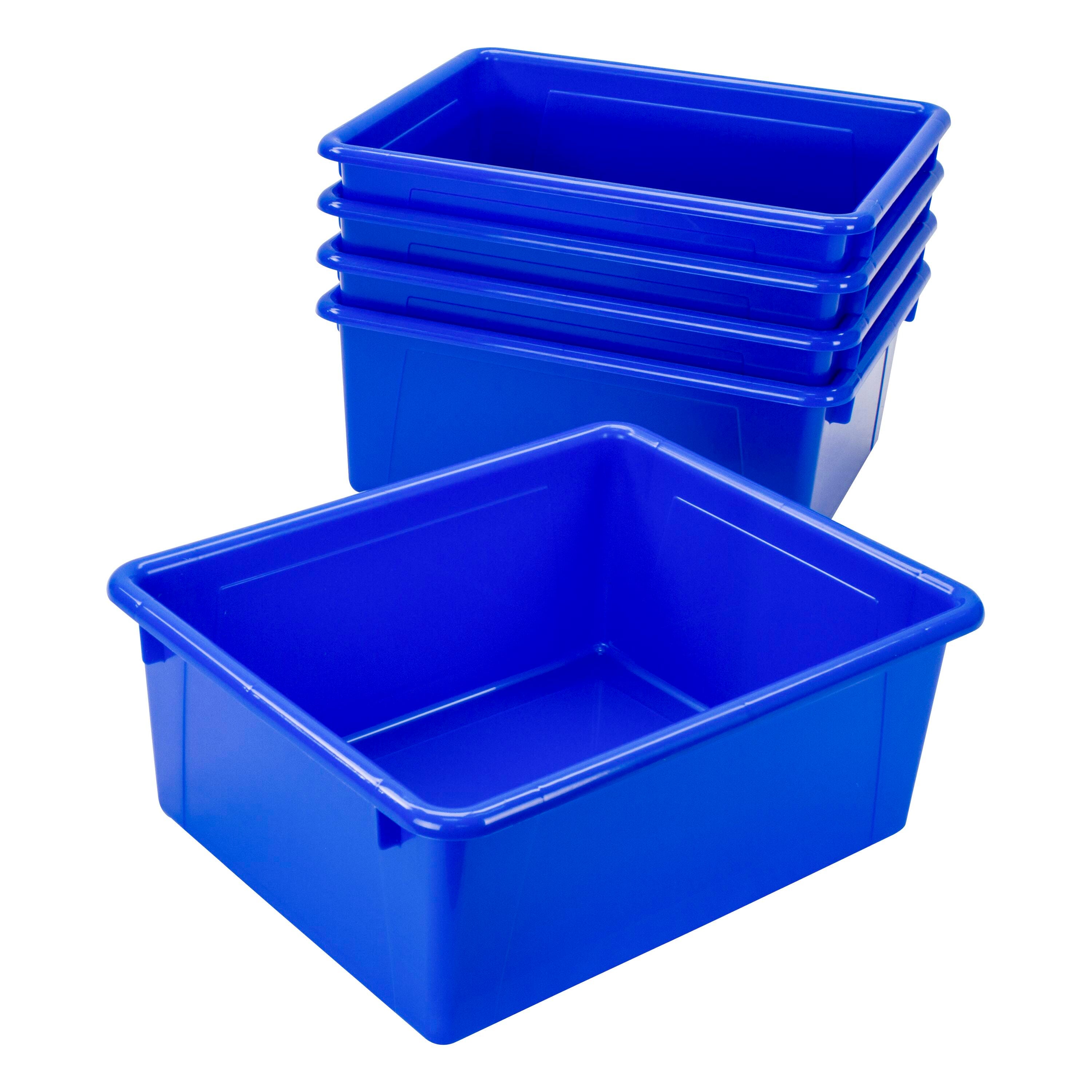 School Smart Deep Storage Bins, Letter Size, 10-3/4 x 13-3/8 x 5-1/4 Inches, Blue, Pack of 5 2012819